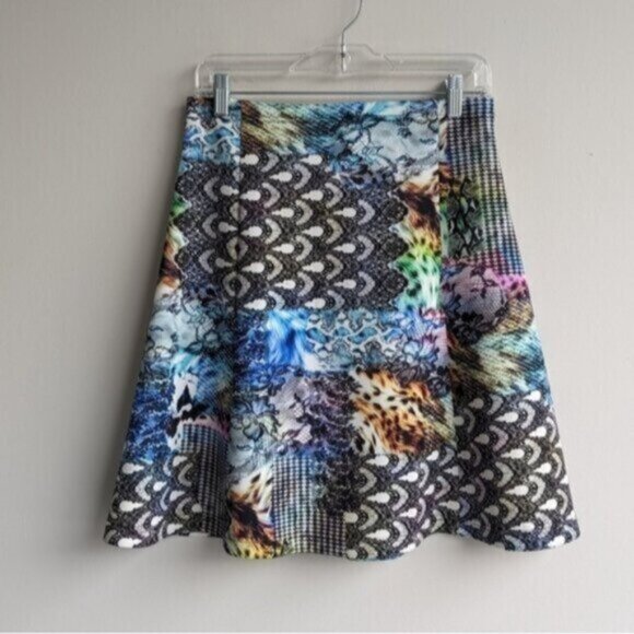 NWT Milano multicoloured patchwork Aline flared skirt - Picture 1 of 4